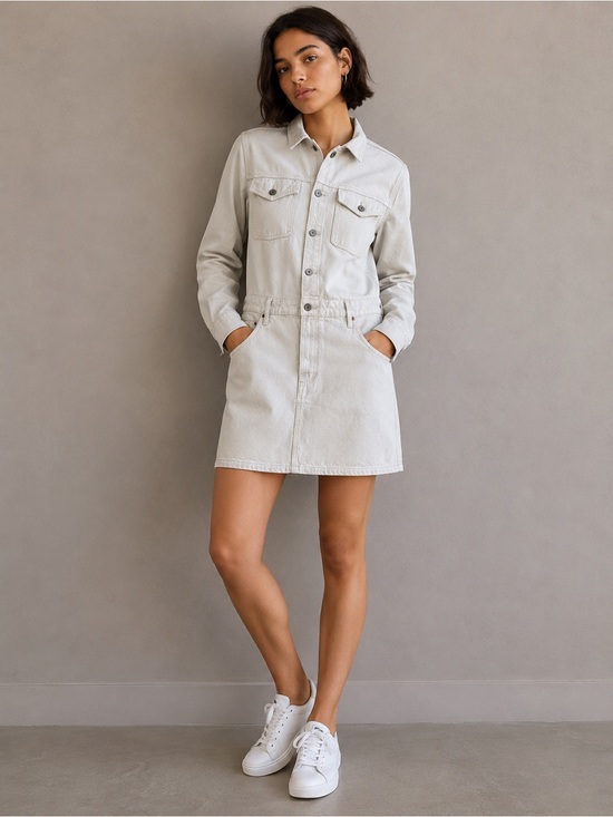 Abercrombie & Fitch Jackets & Blazers - Abercrombie & Fitch Utility Denim Shirt Dress NWT Beige Mini Dress Size Large